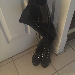 Military boots thigh high